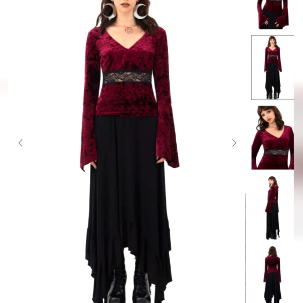 NWT Killstar Rosethorn Burgundy Top